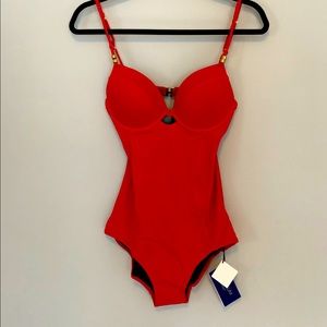 Bright Red Heidi Klum Swim Bathing suit
